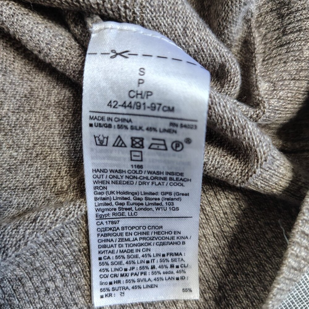 Banana Republic Sweater Size Medium Beige Silk Linen Striped Crewneck‎ - Picture 6 of 11